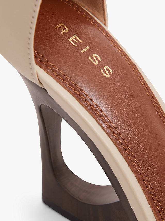 Reiss Cora Sculptural Wedge Heel Leather Sandals, Off White