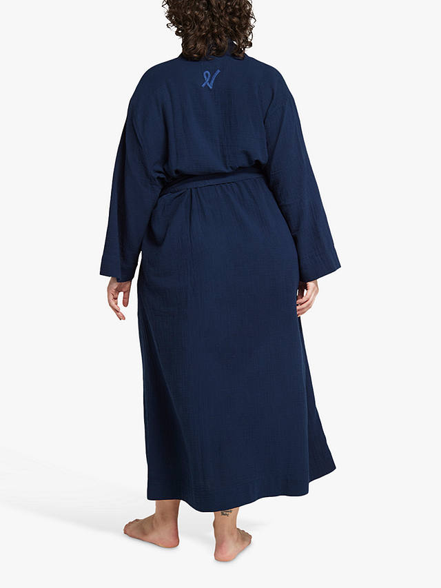 Nudea Organic Cotton Belted Robe, Navy