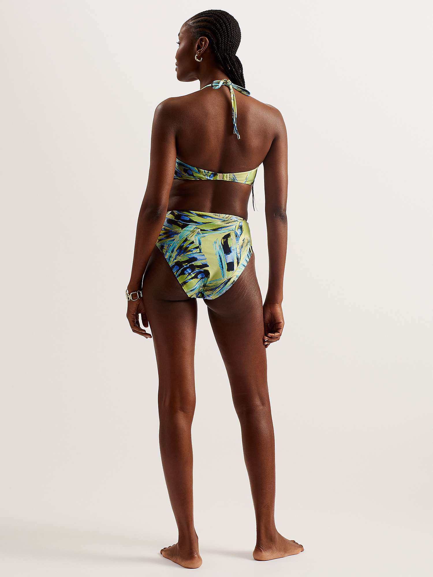 Buy Ted Baker Chayrl Abstract print High Waisted Bikini Bottoms, Lime/Multi Online at johnlewis.com
