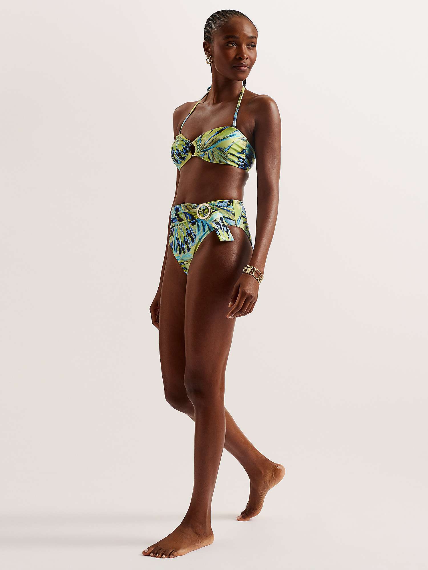 Buy Ted Baker Chayrl Abstract print High Waisted Bikini Bottoms, Lime/Multi Online at johnlewis.com