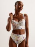 Ted Baker Ovelina High Waisted Bikini Bottoms, White/Multi, White/Multi