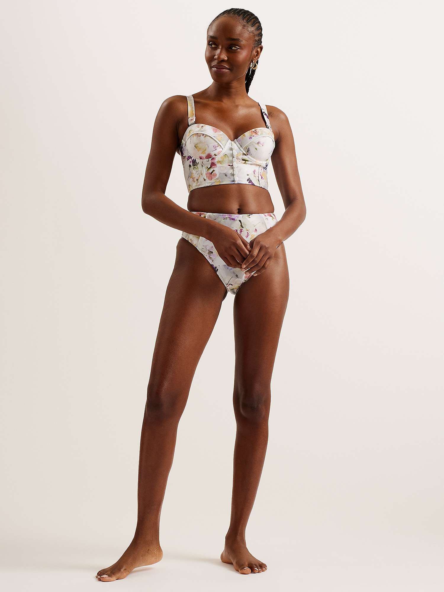 Buy Ted Baker Ovelina High Waisted Bikini Bottoms, White/Multi Online at johnlewis.com