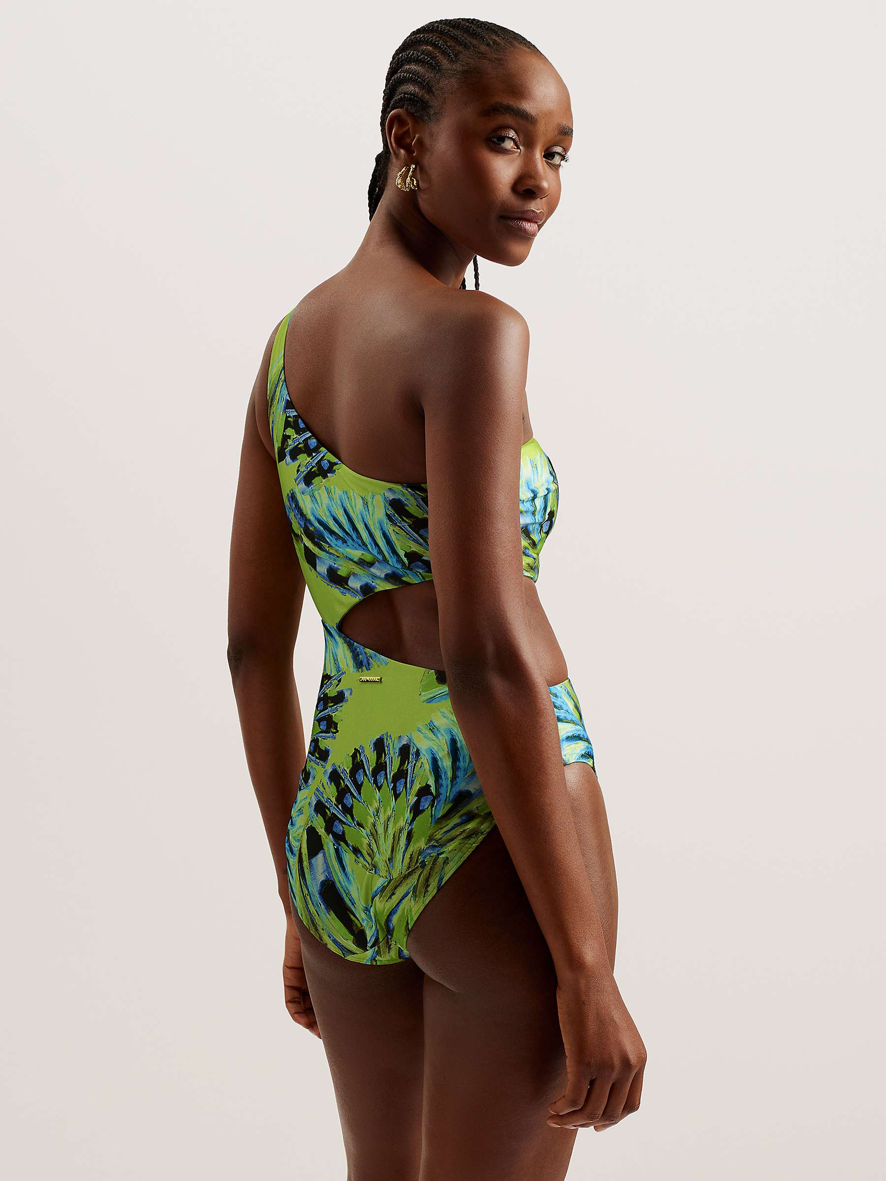 Buy Ted Baker Alfieea Abstract Print Cutout Swimsuit, Lime/Multi Online at johnlewis.com