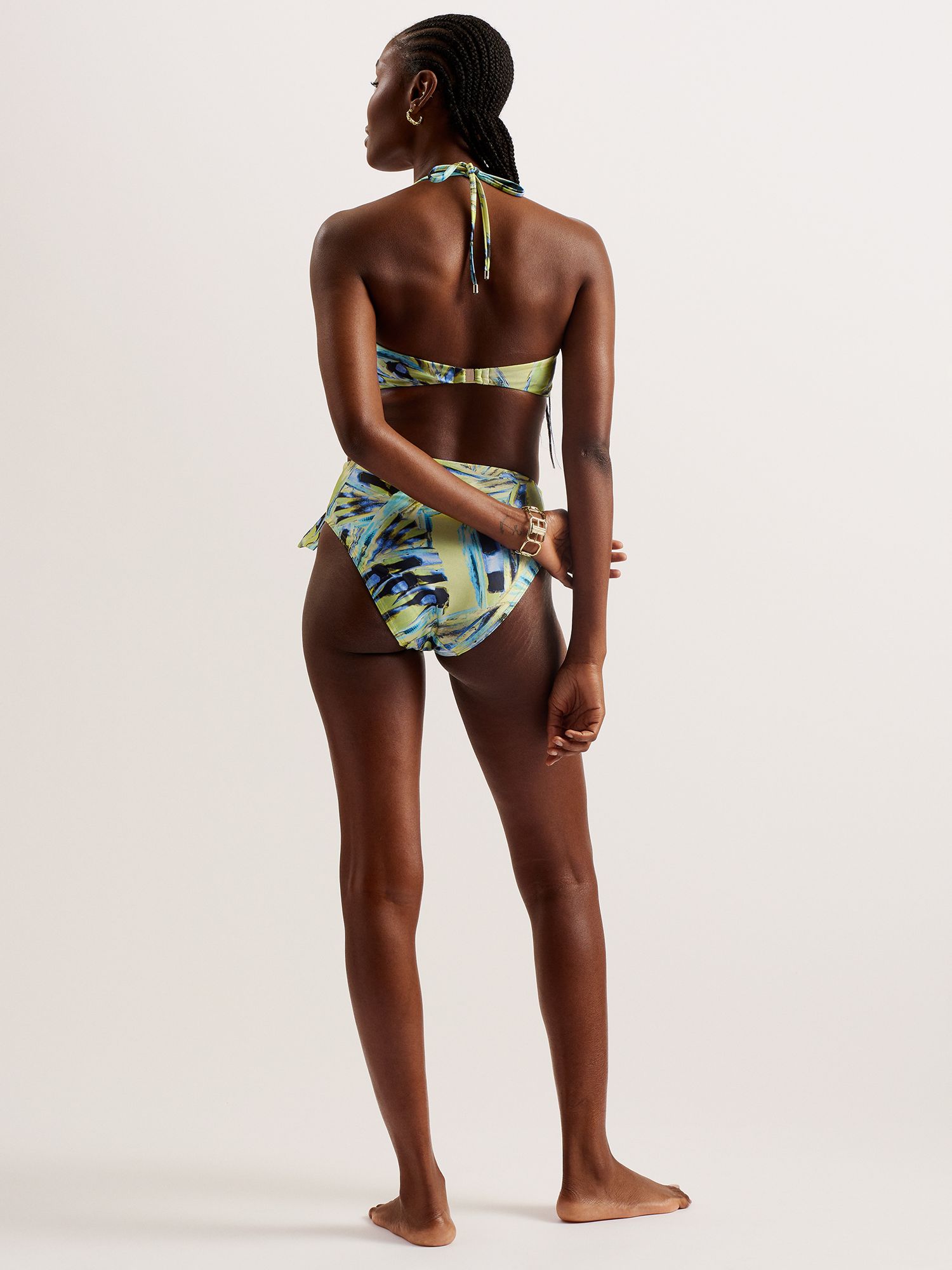 Ted Baker Chaturi Abstract Print Halterneck Bikini Top, Lime Green/Multi, 8