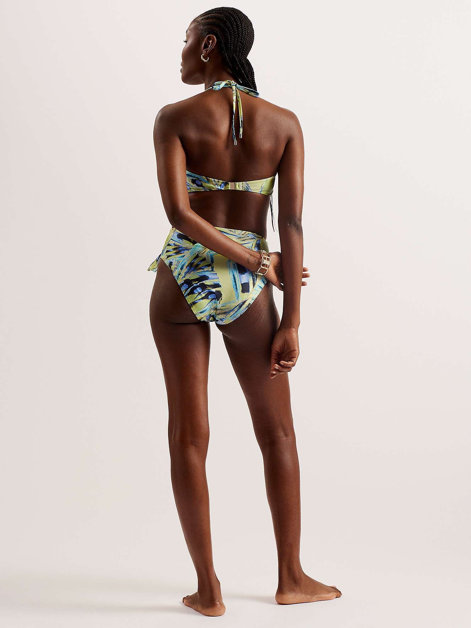 Buy Ted Baker Chaturi Abstract Print Halterneck Bikini Top, Lime Green/Multi Online at johnlewis.com