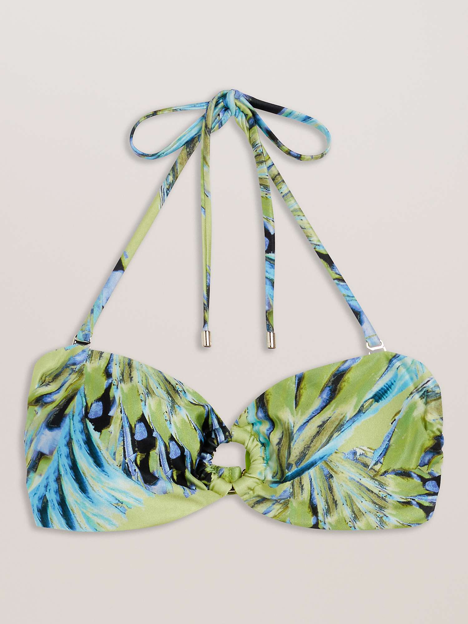 Buy Ted Baker Chaturi Abstract Print Halterneck Bikini Top, Lime Green/Multi Online at johnlewis.com