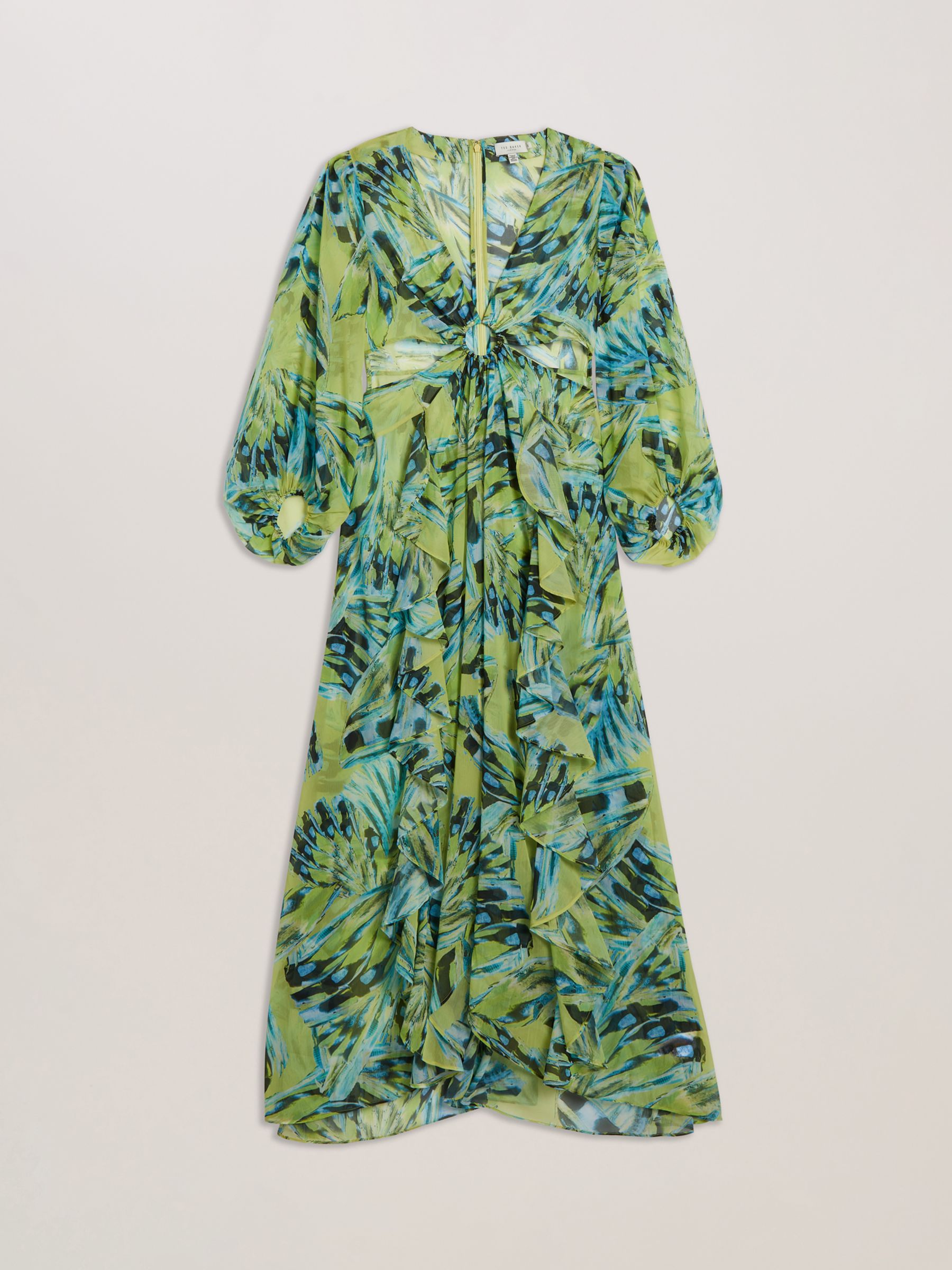 Buy Ted Baker Ottley Abstract Print Cutout Maxi Beach Dress, Lime/Multi Online at johnlewis.com