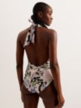 Ted Baker Naomiz Abstract Print Halterneck Swimsuit, Light Pink/Multi