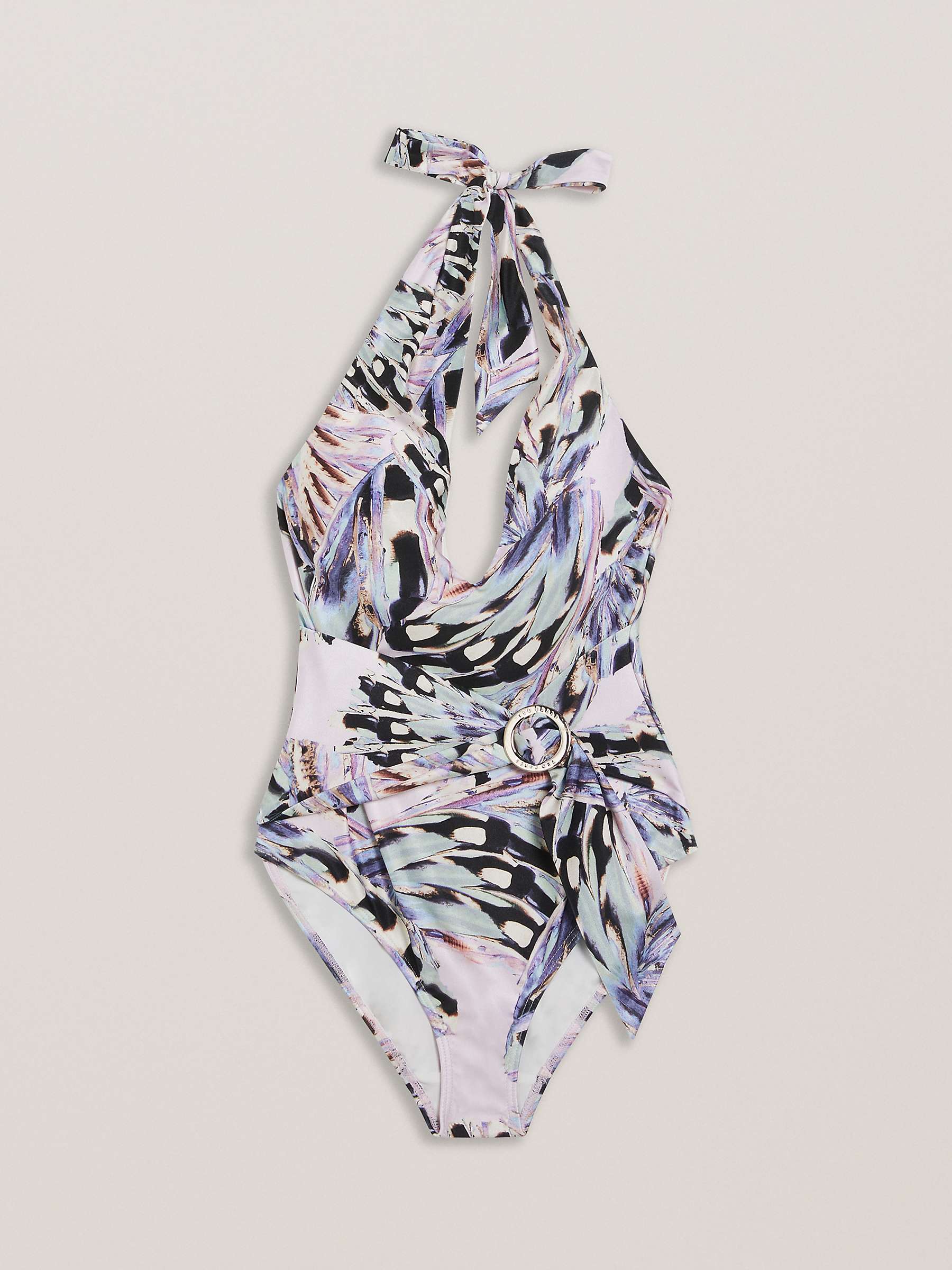Buy Ted Baker Naomiz Abstract Print Halterneck Swimsuit, Light Pink/Multi Online at johnlewis.com