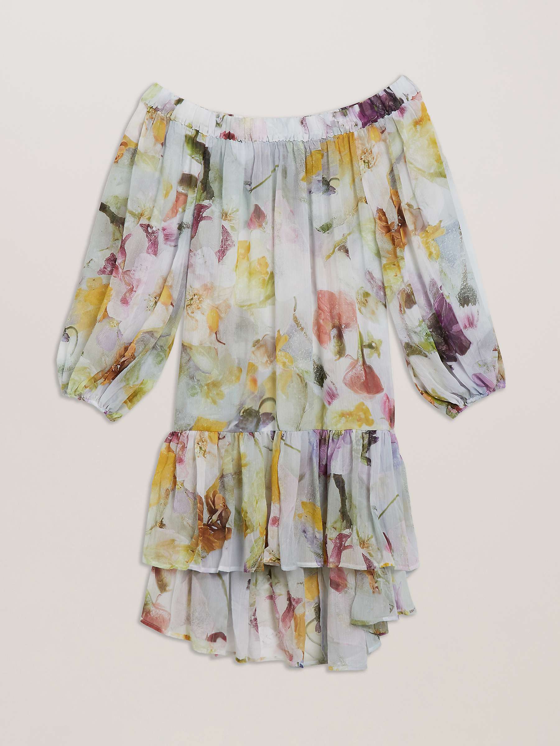 Buy Ted Baker Dashan Bardot Abstract Print Mini Beach Dress, White/Multi Online at johnlewis.com