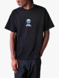 Blue Flowers Flower T-Shirt, Black