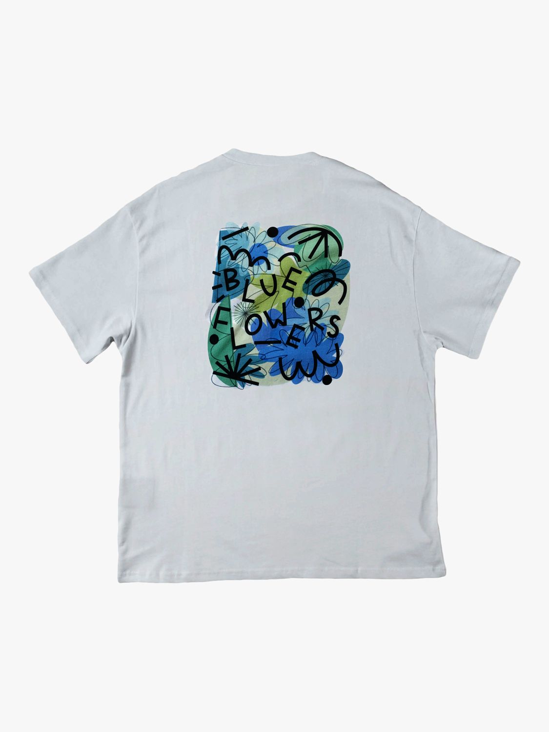 Blue Flowers Pollinator T-Shirt, White, M