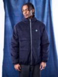 Blue Flowers Ablaze Quilted Jacket, Blue Navy