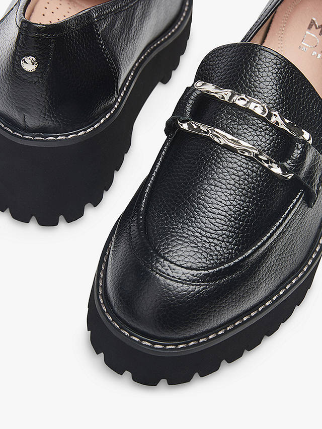 Moda in Pelle Faythe Chunky Block Heel Leather Loafers, Black