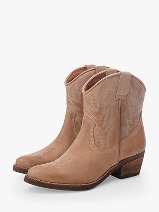 Moda in Pelle Bettsie Leather Cowboy Boots, Stone