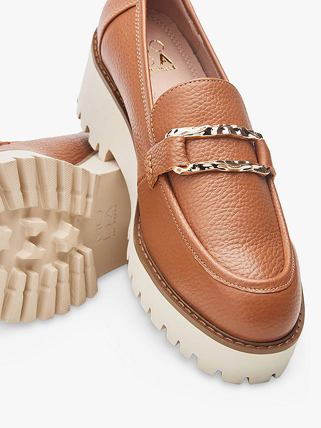 Moda in Pelle Faythe Chunky Block Heel Leather Loafers, Tan