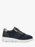 Moda in Pelle Ambienne Leather Side Zip Trainers, Navy