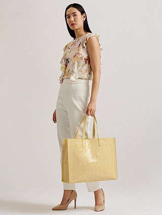Ted Baker Allicon Croc Large Icon Shopper Bag, Light Yellow