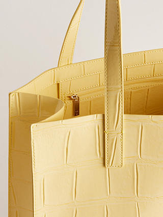 Ted Baker Croccon Large Icon Shopper Bag, Light Yellow