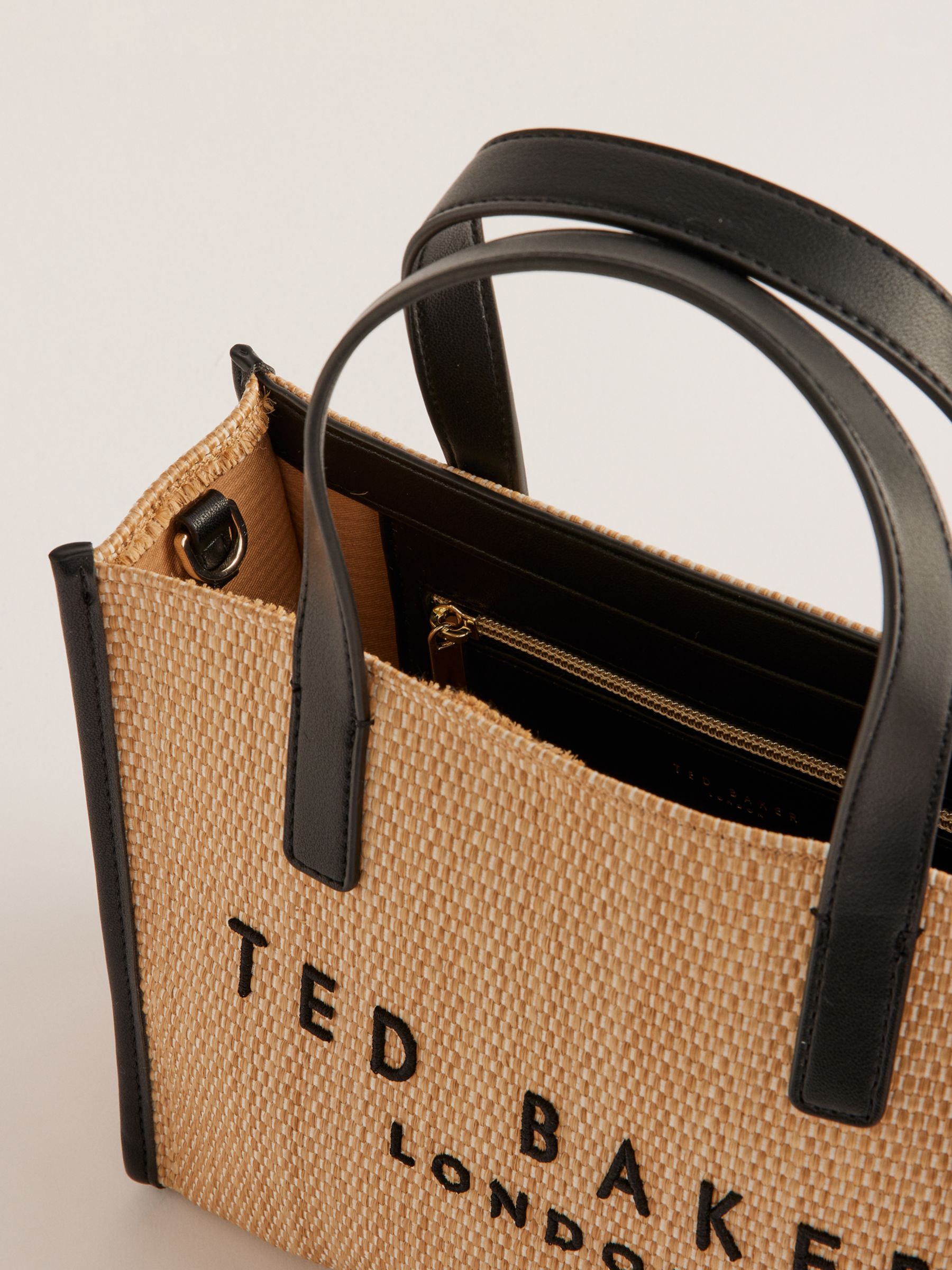 Buy Ted Baker Paolina Faux Raffia Small Icon Bag, Natural/Black Online at johnlewis.com