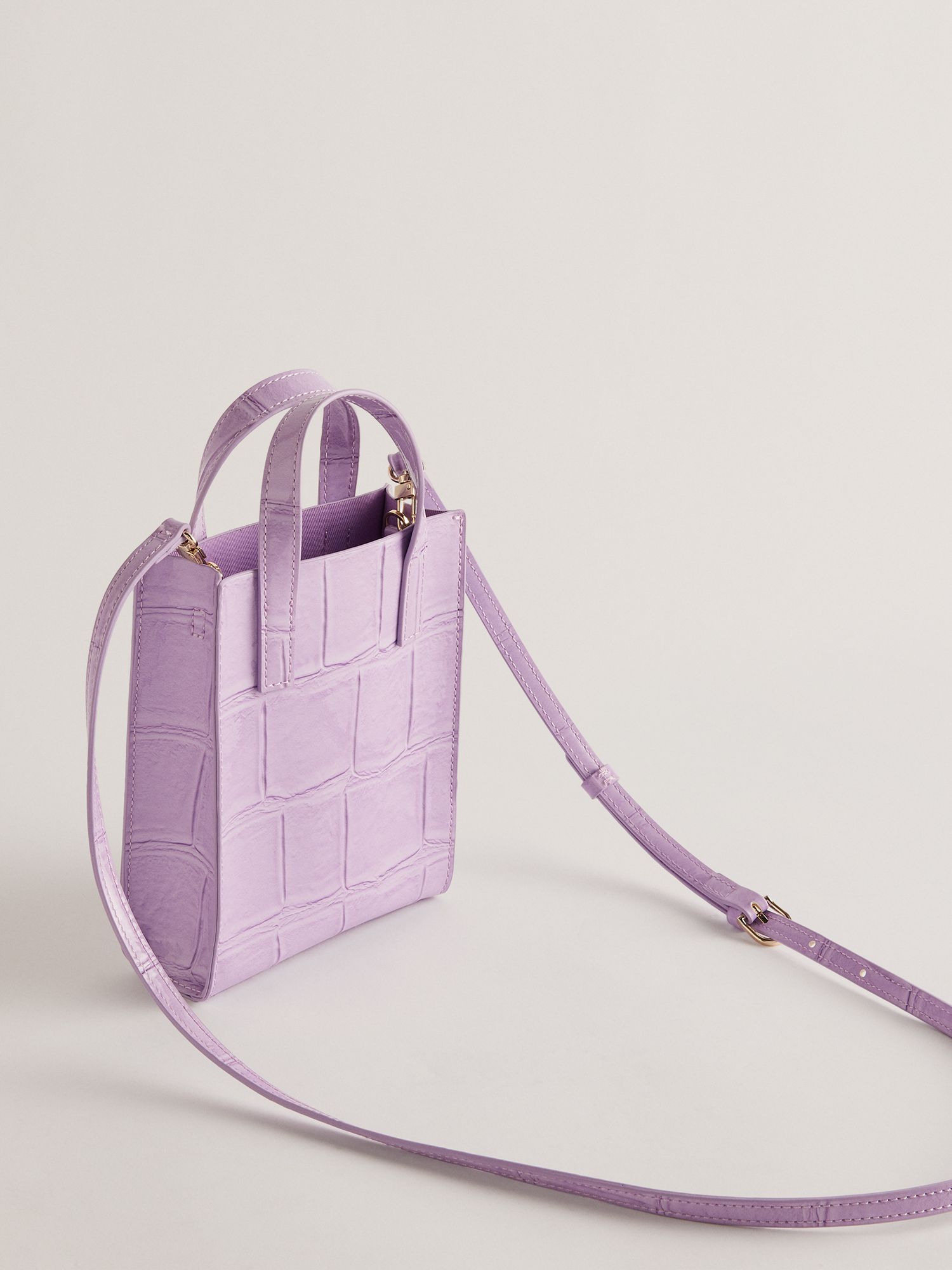 Buy Ted Baker Gatocon Croc Effect Cross Body Bag, Lilac Online at johnlewis.com