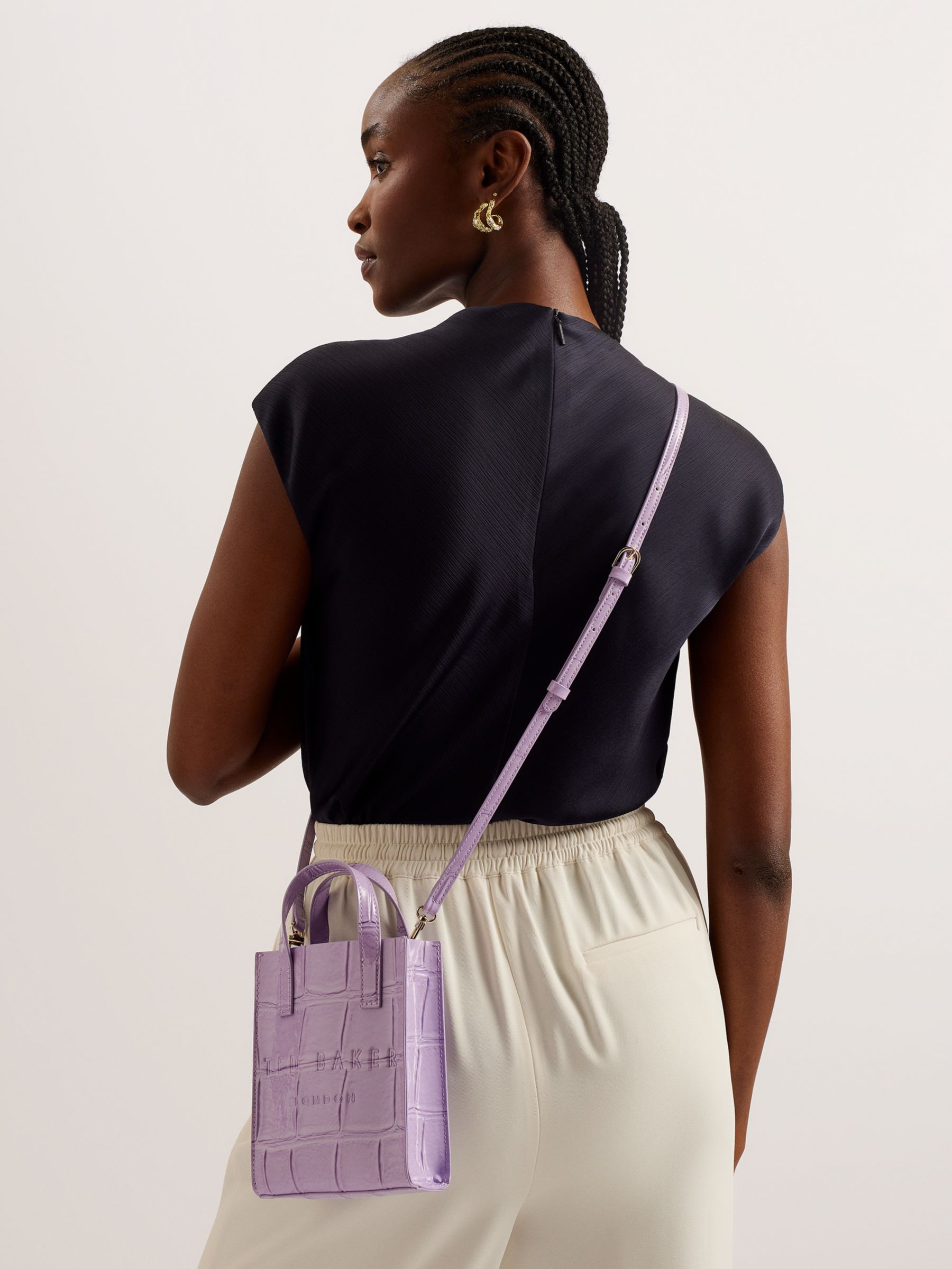Buy Ted Baker Gatocon Croc Effect Cross Body Bag, Lilac Online at johnlewis.com