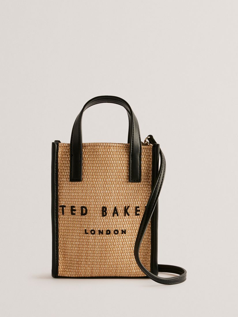 Buy Ted Baker Paulii Faux Raffia Mini Icon Bag, Natural/Black Online at johnlewis.com