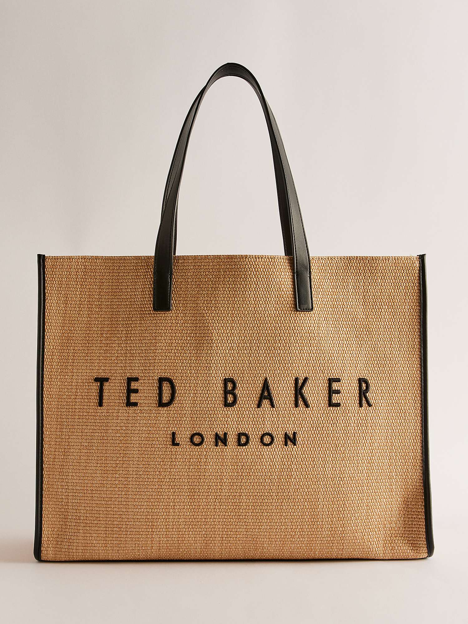 Buy Ted Baker Pallmer Faux Raffia Large Icon Bag, Natural Cream Online at johnlewis.com