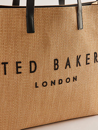 Ted Baker Pallmer Faux Raffia Large Icon Bag, Natural Cream
