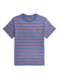 Ralph Lauren Kids' Polo Stripe Short Sleeve T-Shirt, Blue/Multi