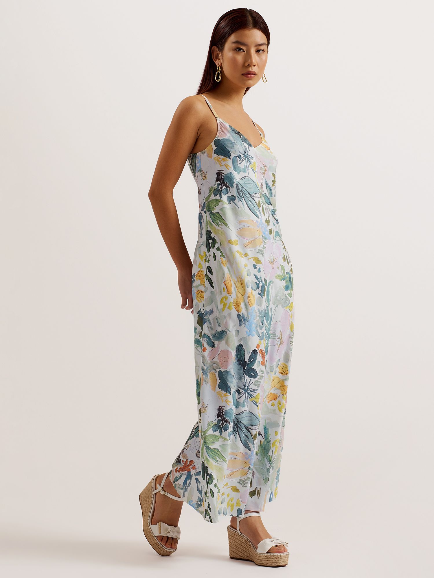 Ted Baker Adamela Abstract Print Sleeveless Maxi Dress, Natural Ivory/Multi, 16