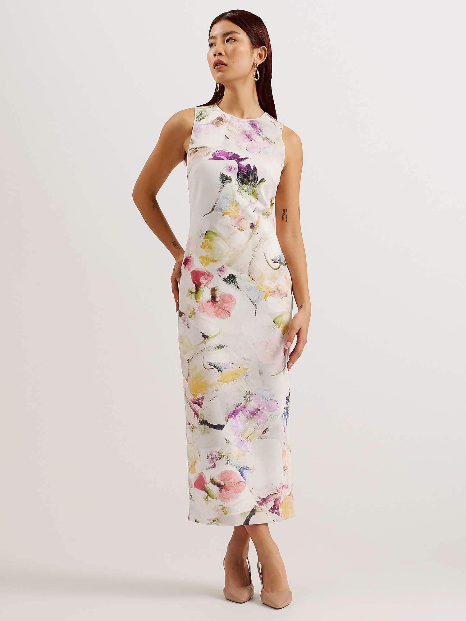 Buy Ted Baker Lilyha Scuba Bodycon Midi Dress, White Online at johnlewis.com