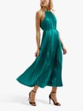 Ted Baker Melike Pleated Halterneck Midi Dress, Green Mid