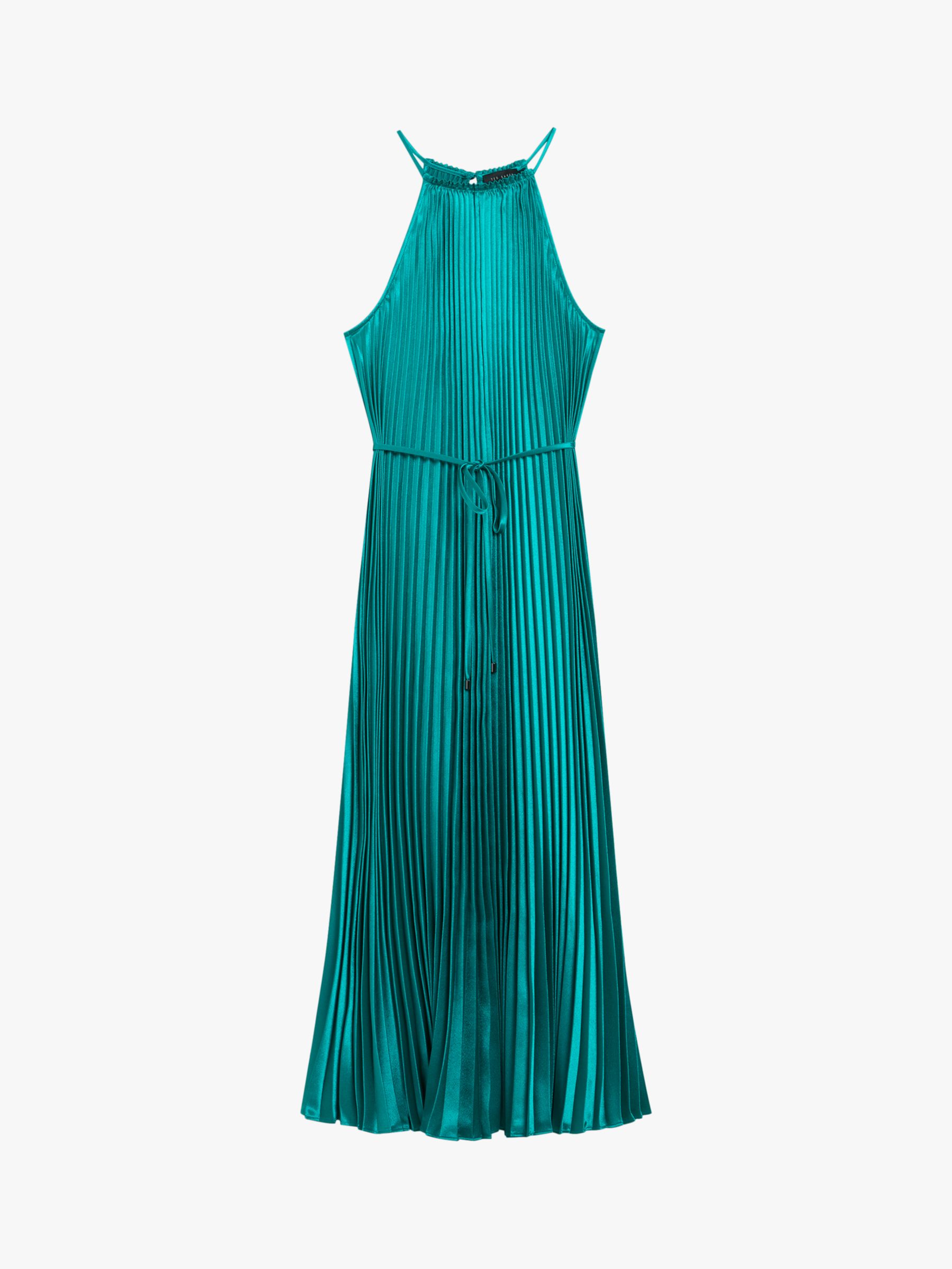 Ted Baker Melike Pleated Halterneck Midi Dress, Green Mid at John Lewis ...