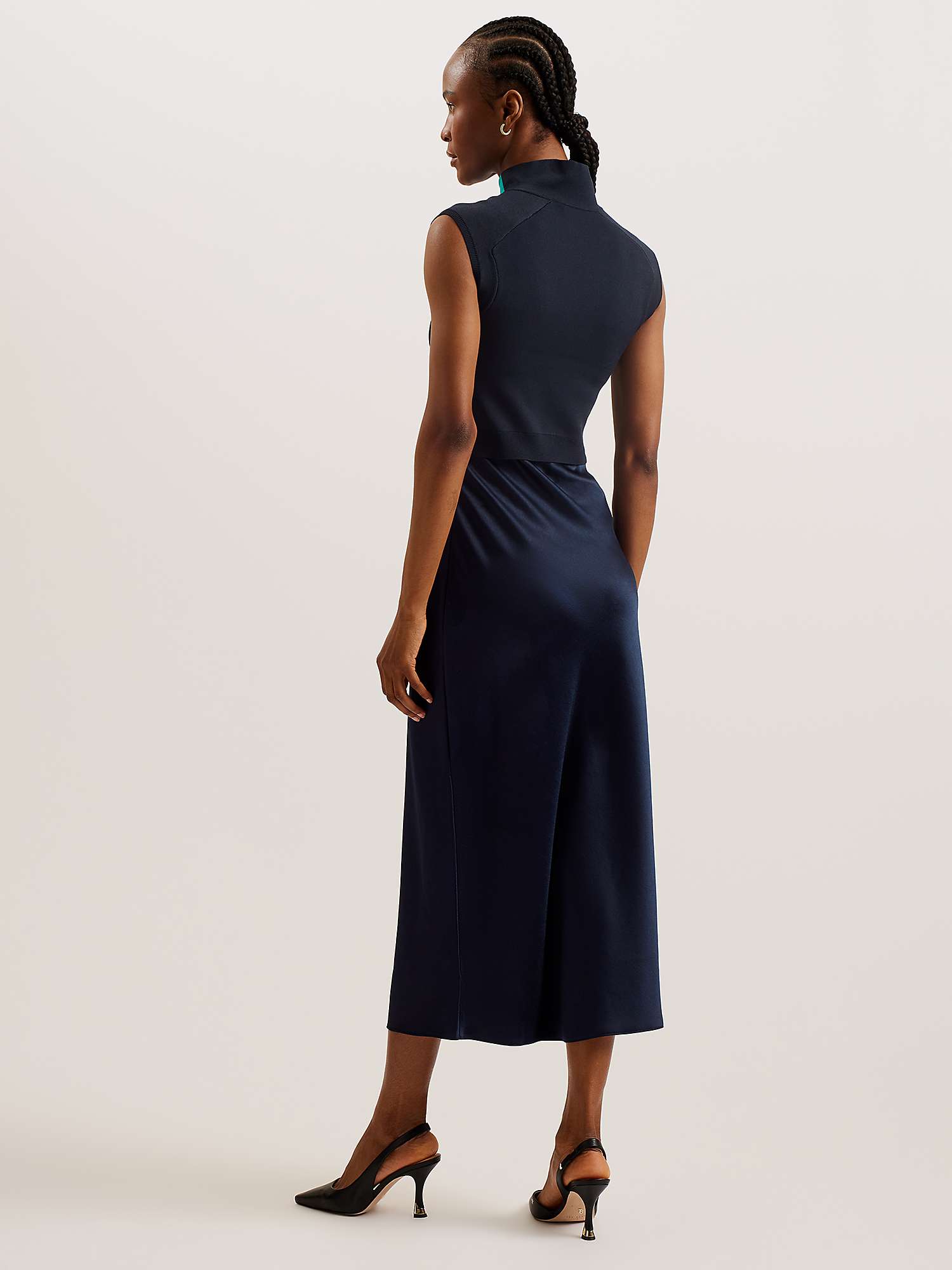 Buy Ted Baker Paolla Easy Fit Twist Neck Midi Dress, Navy Online at johnlewis.com