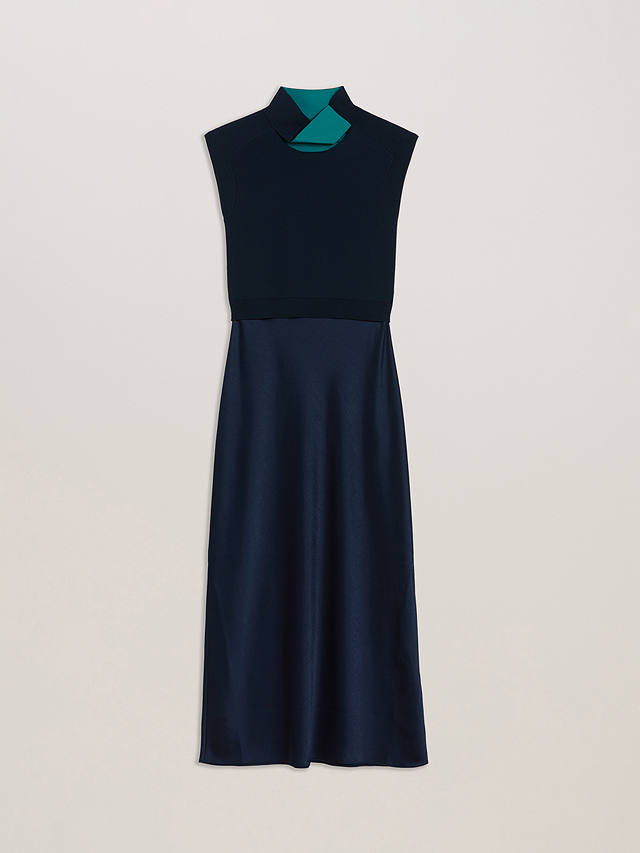 Ted Baker Paolla Easy Fit Twist Neck Midi Dress, Navy