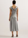 Ted Baker Sirinna Draped Neck Bias Cut Midi Dress, Light Grey, Light Grey