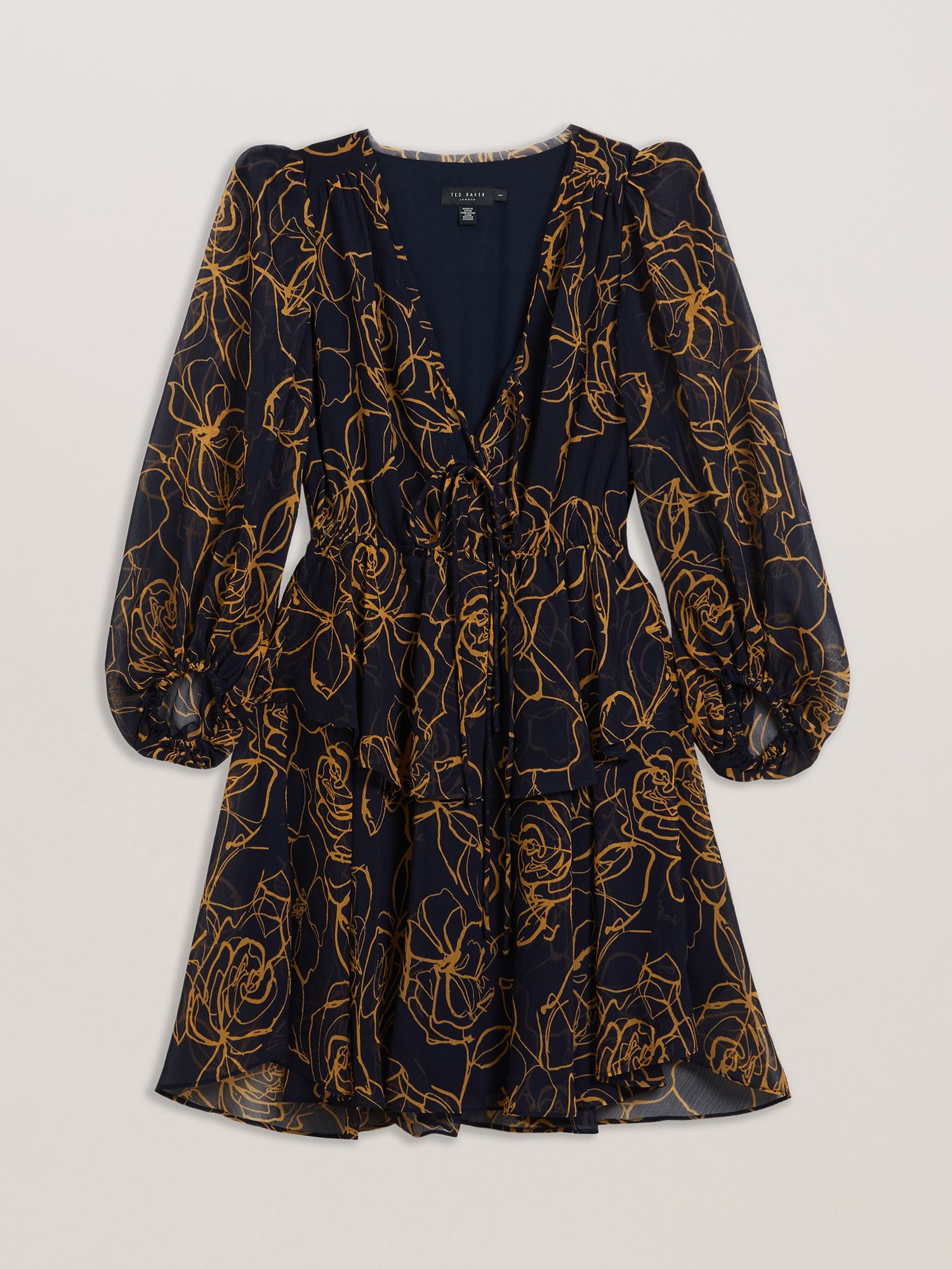 Buy Ted Baker Kumiko Outline Flower Print Mini Dress, Navy/Orange Online at johnlewis.com