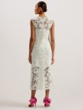 Ted Baker Corha Floral Embroidery Midi Dress, Natural Ivory