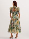 Ted Baker Mincia Floral Puff Sleeve Midi Dress, Natural Ivory/Multi, Natural Ivory/Multi