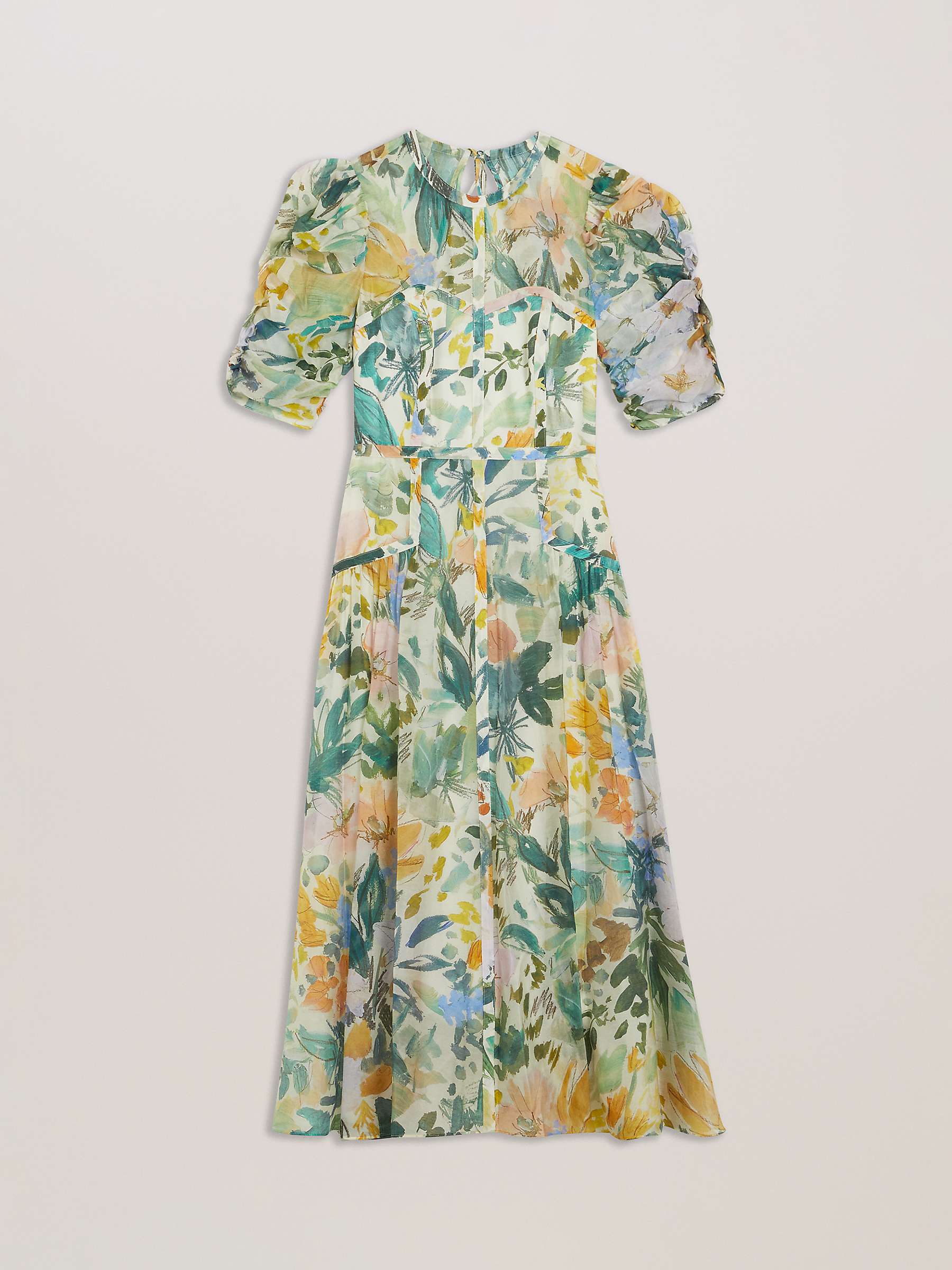 Buy Ted Baker Mincia Floral Puff Sleeve Midi Dress, Natural Ivory/Multi Online at johnlewis.com