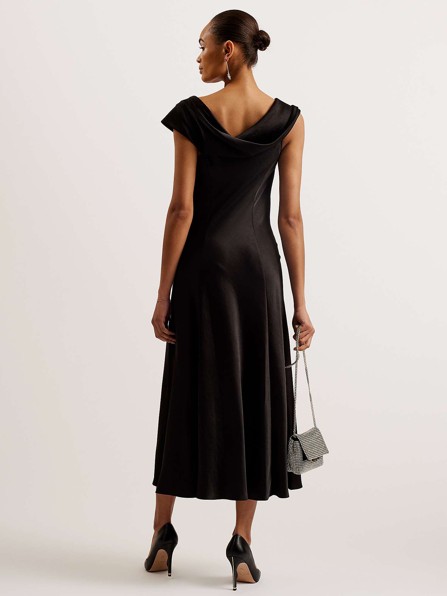 Buy Ted Baker Sirinna Draped Neck Bias Cut Midi Dress, Black Online at johnlewis.com