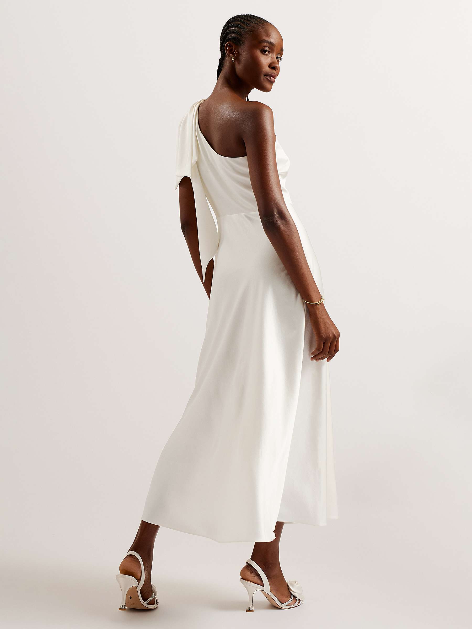 Buy Ted Baker Rikuto Draped One Shoulder Midi Dress, Natural Ivory Online at johnlewis.com