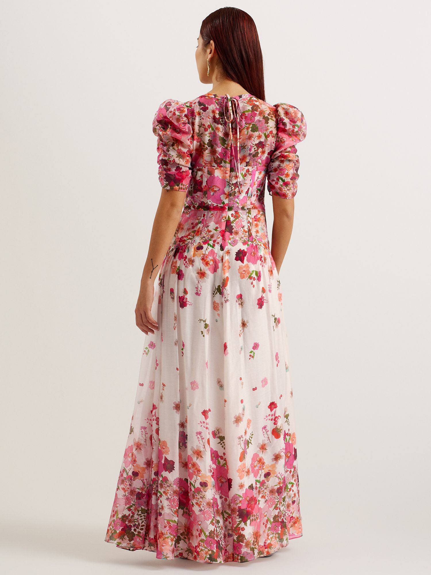 Ted Baker Alviano Floral Print Maxi Dress, Pink/Multi, 8