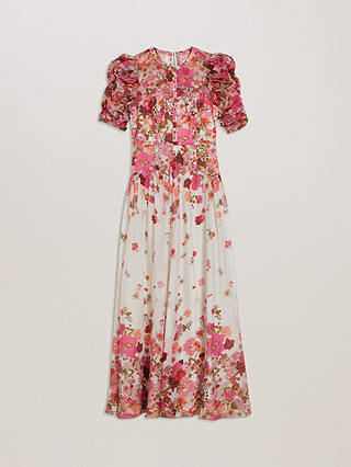 Ted Baker Alviano Floral Print Maxi Dress, Pink/Multi