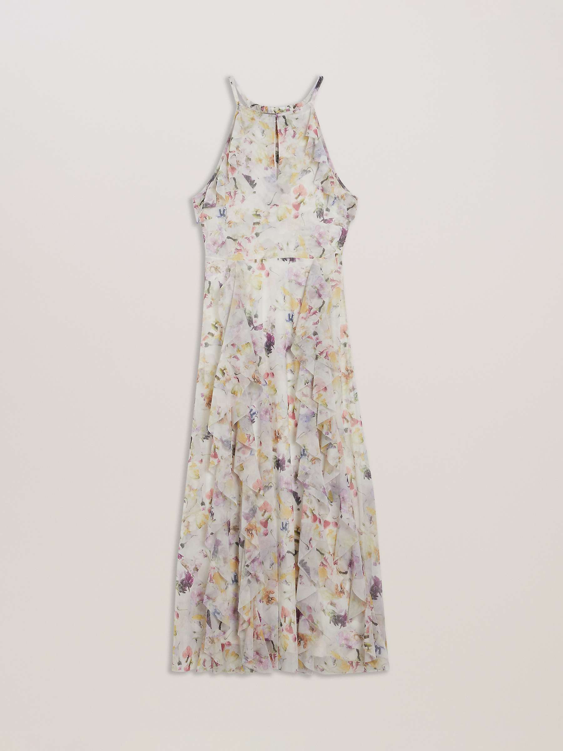 Buy Ted Baker Lauriin Halterneck Ruffle Midi Dress, White/Multi Online at johnlewis.com