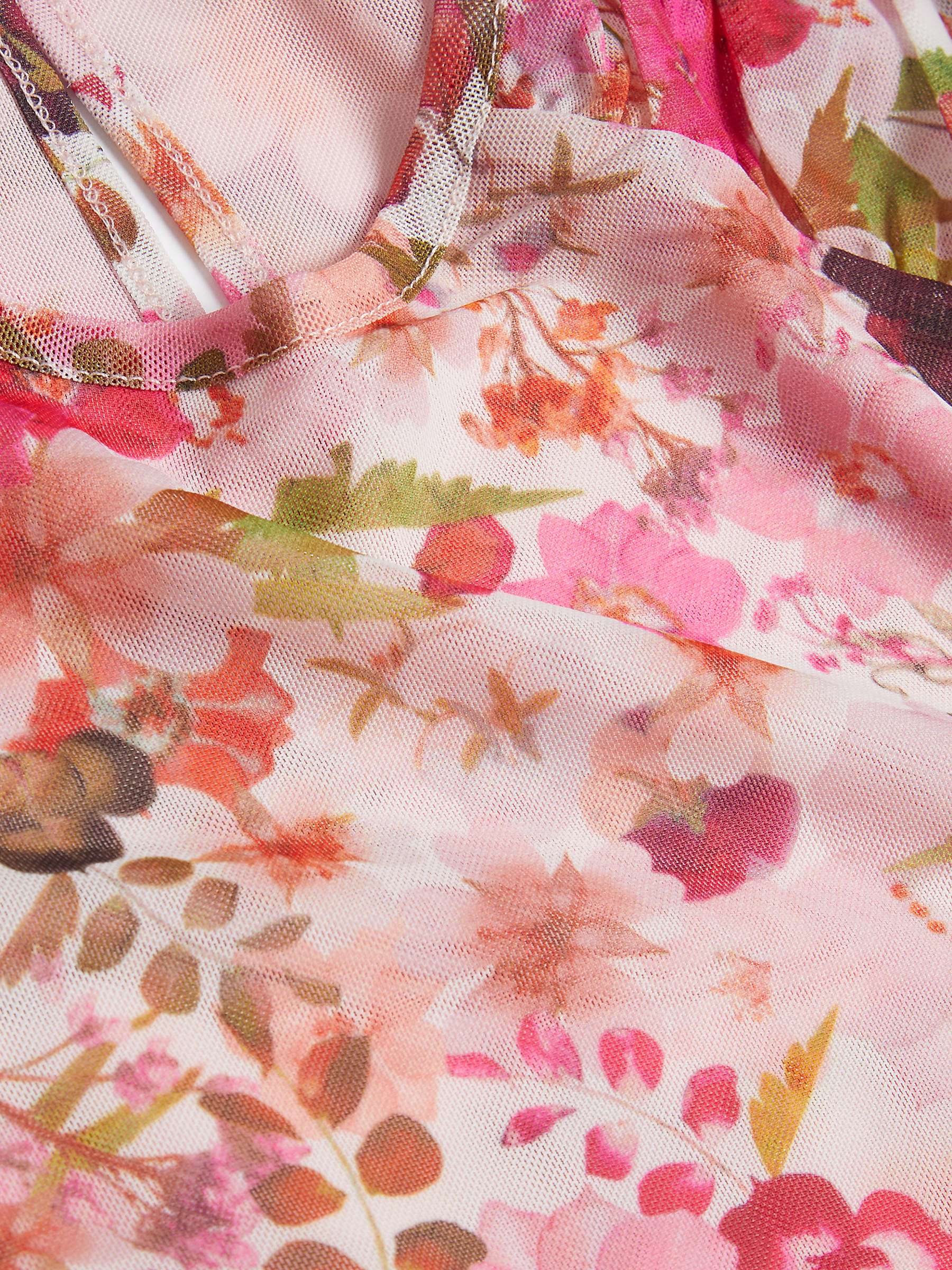 Buy Ted Baker Mildrd Shoulder Gathered Mesh Mini Dress, Pink/Multi Online at johnlewis.com