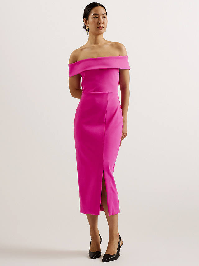 Ted Baker Lerren Scuba Bardot Midi Dress, Purple