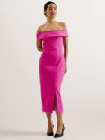 Ted Baker Lerren Scuba Bardot Midi Dress, Purple, Purple