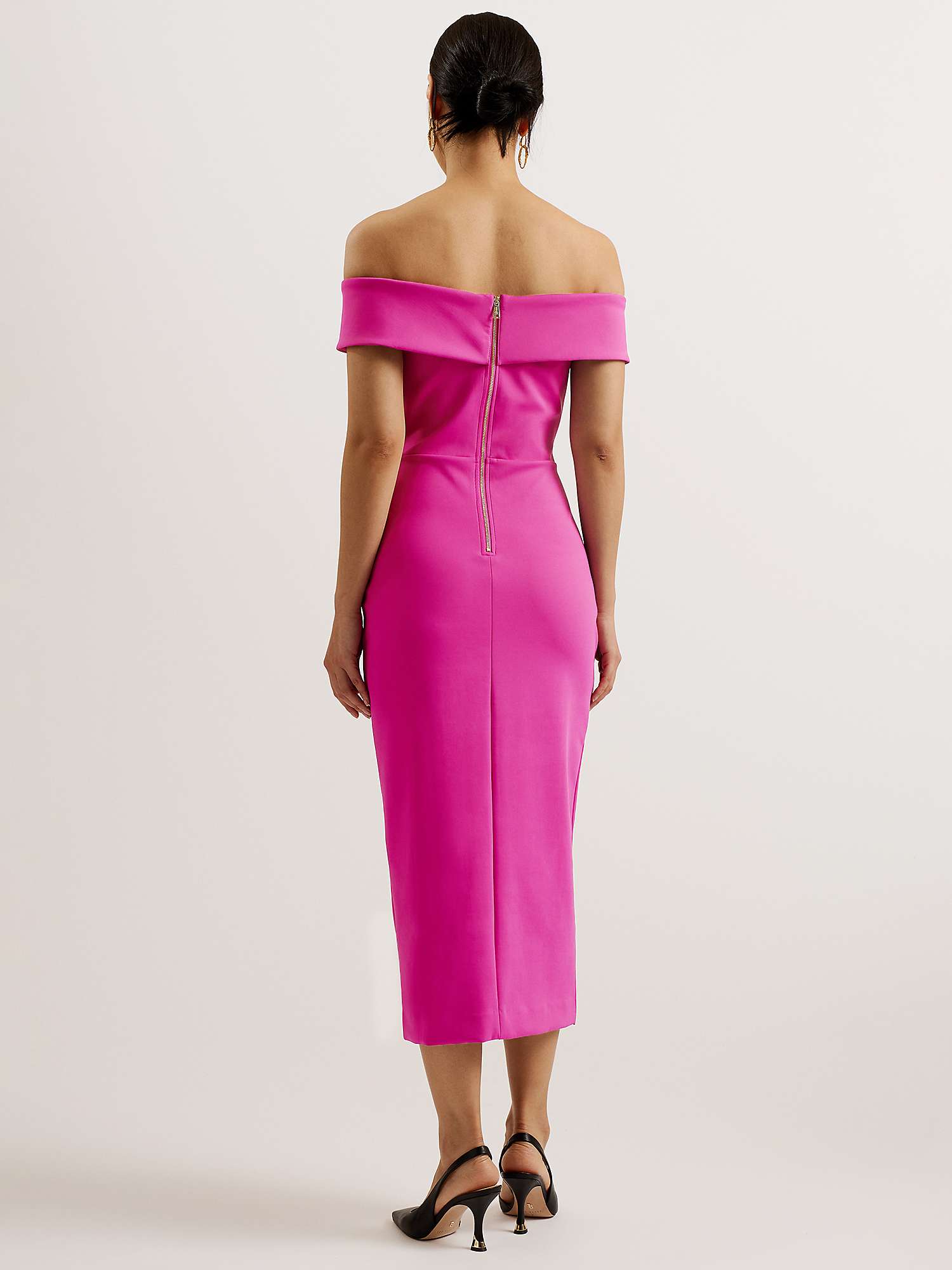 Buy Ted Baker Lerren Scuba Bardot Midi Dress, Purple Online at johnlewis.com